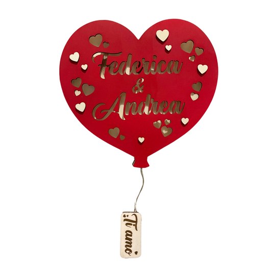 PALLONCINO CUORE GRANDE Lampada in legno