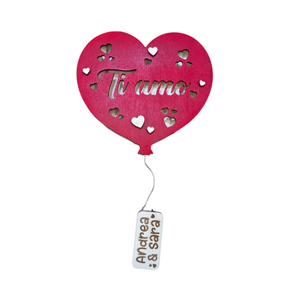 PALLONCINO CUORE Lampada in legno