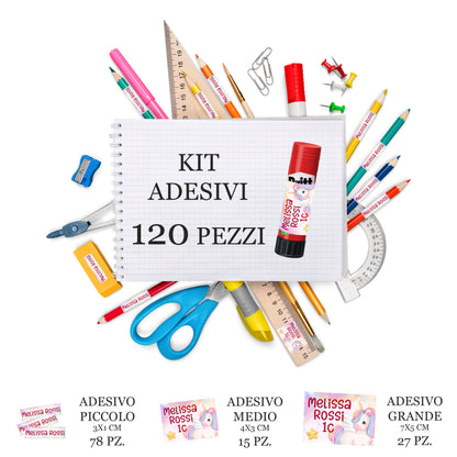 Kit adesivi personalizzati 120 pezzi.